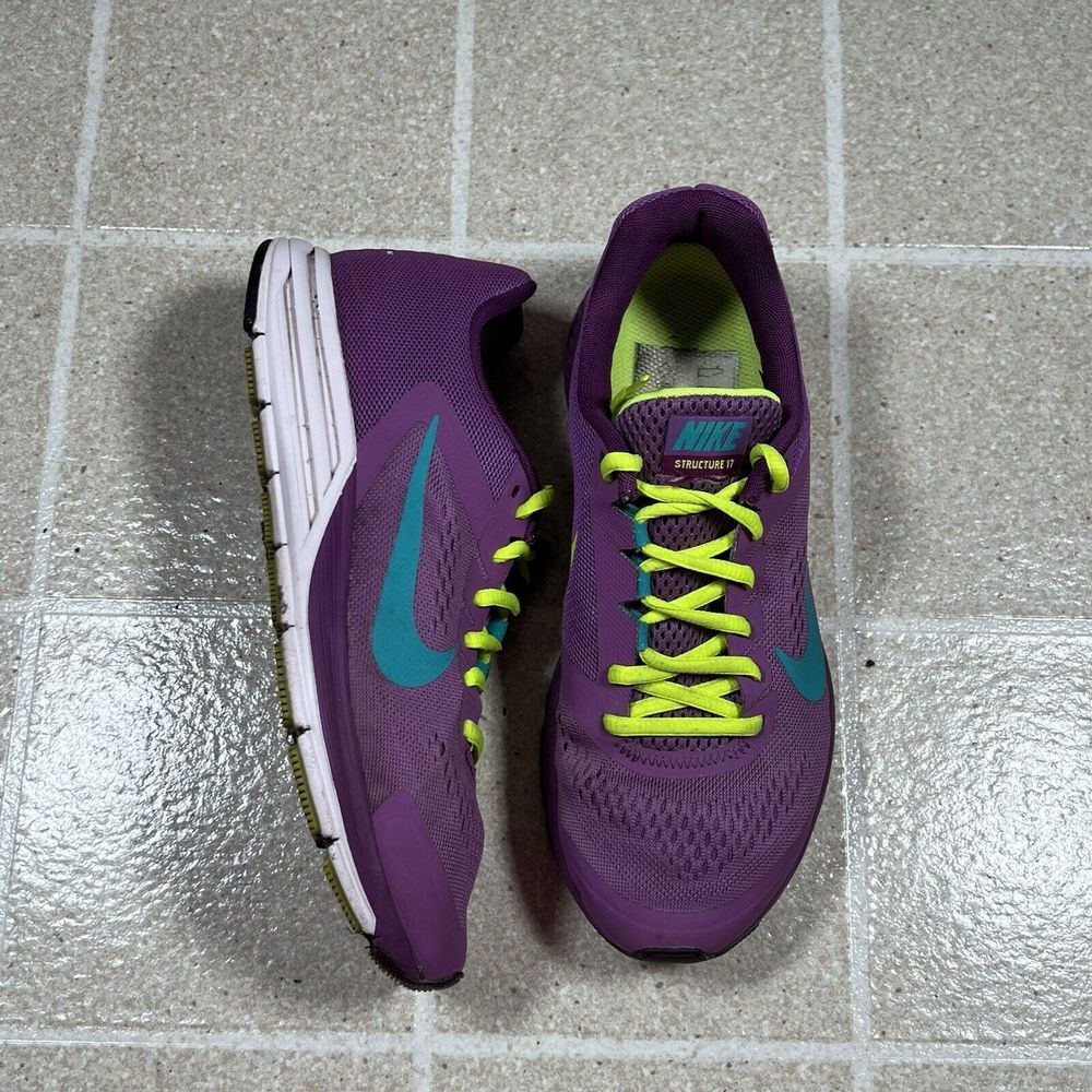 Nike Women's Zoom Structure 17 Running Shoes Purple Yellow Size‎ 8 615588-535